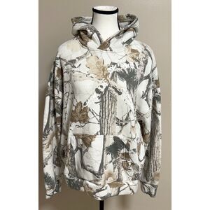 Hollister Camouflage Hoodie - White, Brown, Green